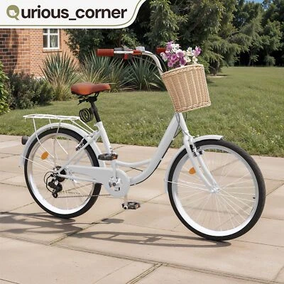 26" Adult Women Cruiser Beach City Bicycle 7 Speed Front Basket Adjustable Seat - Image 1 of 4