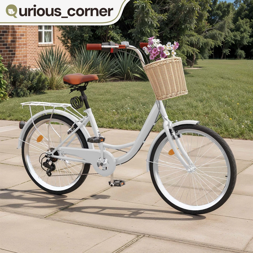 26" Adult Women Cruiser Beach City Bicycle 7 Speed Front Basket Adjustable Seat - Image 1 of 4