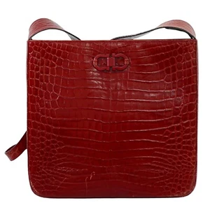 Salvatore Ferragamo Gancini Leather Shoulder Bag Red - Picture 1 of 10