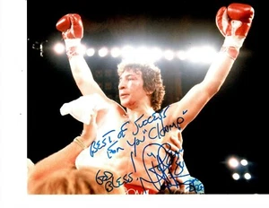 BOXING CHAMPION RAY BOOM BOOM MANCINI SIGNED CELEBRATION 8X10 - Picture 1 of 1
