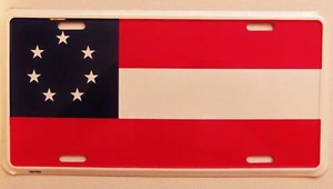 1st FIRST NATIONAL FLAG LICENSE PLATE - DIXIE TAG - CSA - STARS AND BARS - Picture 1 of 1