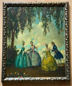 Maria Debus-Digneff - Parklandschaft mit galantem Rokokopaaren - Öl auf Malpappe - Picture 1 of 4