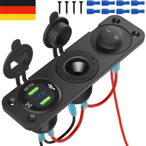 USB Steckdose Wohnmobil 12V Auto QC 3.0 Mit Schalter USB Einbau Buchse DC 12V DE - Zdjęcie 1 z 14