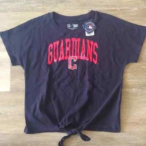 NWT MLB Cleveland Guardians Women's Front Tie Shirt Blue Size S - Picture 1 of 7