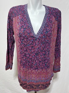 Lucky Brand Damen Burgunderrot Blau 3X Top Shirt Baumwolle Neu Neu mit Etikett Langarm Übergröße - Bild 1 von 8