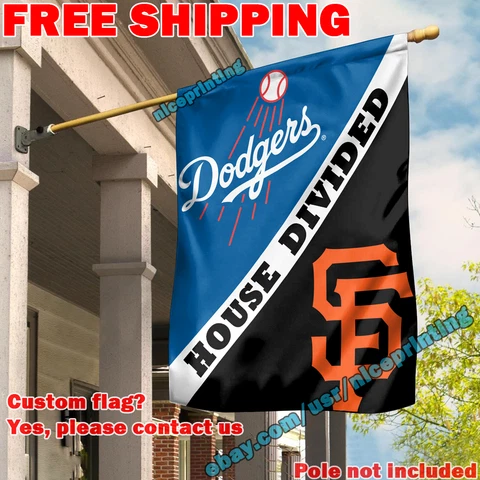 Los Angeles Dodgers vs. San Francisco Giants House Divided Flag Banner 28x40" Cover