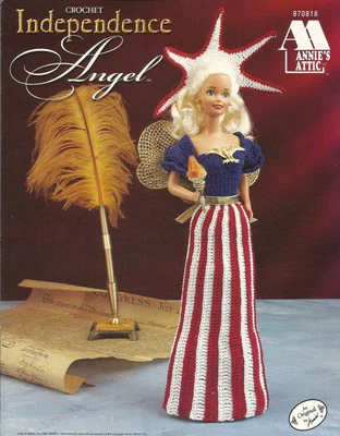 Independance Angel Crochet Fashion Doll Dress 4th of July Patterns #870818 NEW - Image 1 of 2