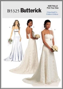 Abito da sposa Misses modello Butterick abito in pizzo con treno taglia 6-12, 14-22 - Foto 1 di 9