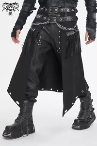 Teufelsmode Herren Doppelgürtel dunkel Gothic Punk Leder quasiert offener Vorderrock - Bild 1 von 22