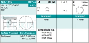 ENGINE REBUILD KIT TOYOTA 12R FOR CORONA HIACE HILUX TOYOACE 8V 1.6 LTR PETROL - Picture 1 of 4