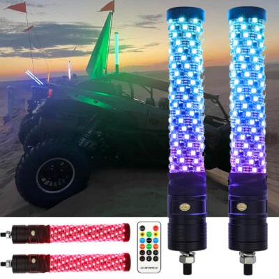 Luces de látigo RGB espiral gruesa Fat Whips de 1" para Polaris Ranger Crew XP 1000 900 Foto 1 de 4