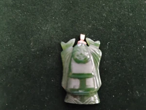 Vintage geschnitzter Jadeit & 10k Gelbgold grün lachender Buddha Anhänger 7,2 Gramm - Bild 1 von 5