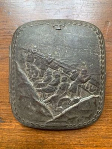 RARE WWI German Iron Cross Trench Scene Soldier's Metal Cigarette Case Art  - Picture 1 of 7