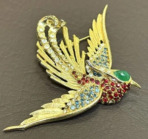 Rare SPHINX Flying Phoenix Bird Colorful Rhinestone Gripox Style Pin Brooch READ - Picture 1 of 14