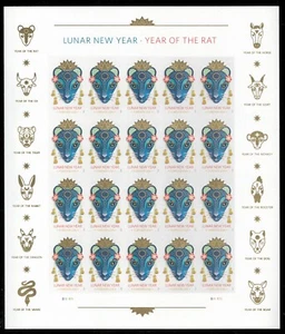 US. 5428. (Forever) Chinese Lunar Year of the Rat. Sheet of 20. MNH. 2020 - Picture 1 of 1