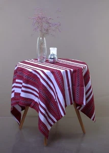 Decorative Tablecloth Ukrainian ornament White red black Ester Gift - Picture 1 of 4