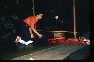 shirtless man and woman Limbo dance 1953 red border Kodachrome 35mm slide - Picture 1 of 1