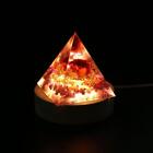 Crystal Pyramid Lamp Base Decor Wooden LED Display Holder (Warm)