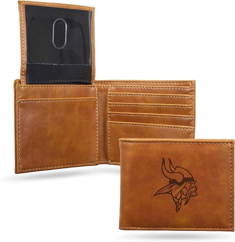 MINNESOTA VIKINGS---LASER ENGRAVED LEATHER WALLET Cover