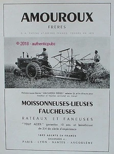 PUBLICITE AMOUROUX FRERES MOISSONNEUSE FAUCHEUSE TRACTEUR DE 1949 FRENCH AD PUB - Imagen 1 de 1