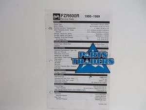 Genuine Yamaha Quick Reference Service Manual Spec Data Sheet FZR600R 1995-1999 - Picture 1 of 1