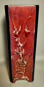 Vintage CORONET Czechoslovakia Pottery Square Vase Burgundy Black - Picture 1 of 8