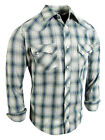 Plaid Western Shirt Men Rodeo Country Fashion Pearl Snap Pockets Woven Fabric