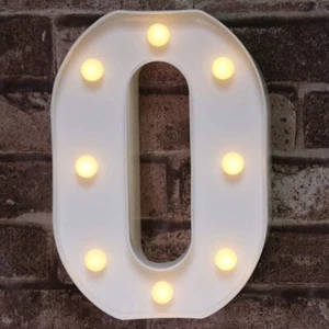 White Plastic Marquee Number Lights Sign. Battery Operated Number (0) - Picture 1 of 3