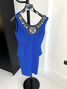 Lipsy Ladies Colbolt Blue Peplum Dress Size 12 - Picture 1 of 6