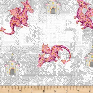Dragons Rule Castle  Michael Miller  Cotton Fabric Fantasy By the Yard   - Picture 1 of 1