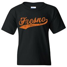 Fresno City Baseball Script Hometown Youth T-Shirt - Black