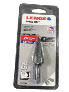 Lenox Vari-Bit 9 Hole Sizes 1/4" to 3/4" Split Point Step Drill Bit - Picture 1 of 1