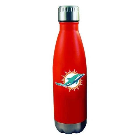 Miami Dolphins NFL Glacier Hot Cold Stainless Steel Water Beverage Bottle 17 oz Cover
