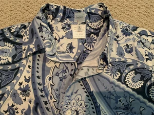New CRAIG TAYLOR long sleeve blouse button Egyptian cotton - blue white - size M - Picture 1 of 6
