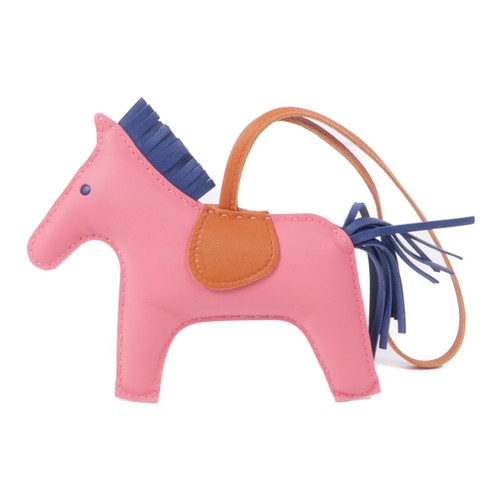 HERMÈS HERMES Rodeo GM Charm Milo Pelle Rosa Marrone Navy