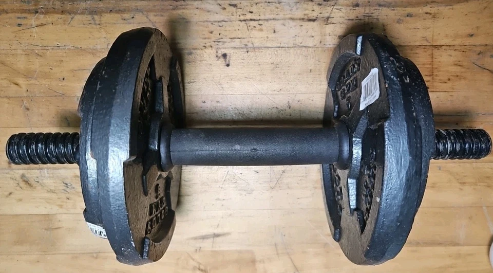 GOLDS GYM Standard 1" Free Weight 14" Adjustable Dumbell Handle 15 lb Set! - Image 1 of 4