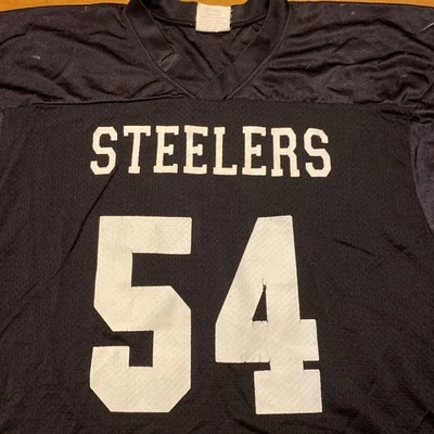 钢人队青少年黑色足球球衣 XL 码 #54 Riddell — 第 1/4 张图片