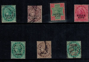 Indien Nabha Staat 1885-1900 QV Indien Ausgaben mit NABHA OVPT MOG & gest. GEM - Bild 1 von 2