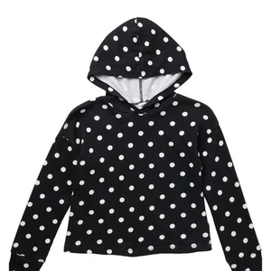 Fleece Polka Dot Printed Pullover Hoodie HARPER CANYON XLarge girls black white - Picture 1 of 4