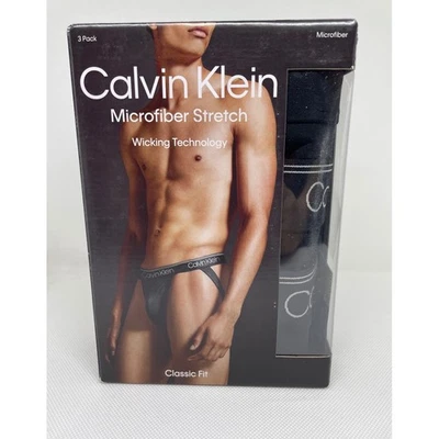 Calvin Klein Jock Strap 3-Pack Black Microfiber Stretch Wicking Gym Underwear XL - Image 1 of 4
