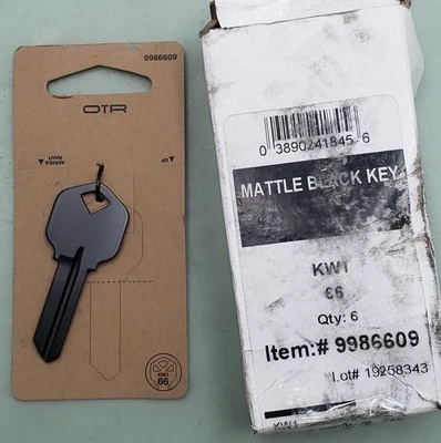 Qty 2 New Minute Key 986609 Black #66 KW1 Brass House/Entry Key Blank - Image 1 of 3