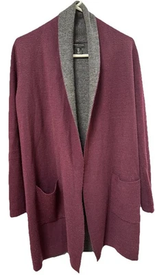 Adrienne Vittadini длинный кардиган шерстяная смесь свитер пальто маленький фиолетовый серый женщин - Изображение 1 из 4