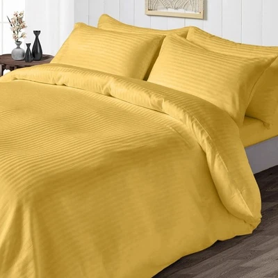 3 PCs Duvet Set+Flat Sheet 1000 TC Egyptian Cotton Stripe Colors US Size - Image 1 of 4