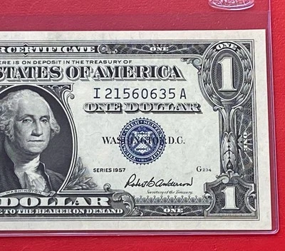 1957 $1 Dollar Silver Certificate (Blue Seal) Block I-A  - Uncirculated - Image 1 of 3