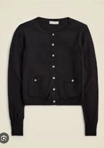Nwt J. Crew $90 Cardigan Sweater Premium Ultrafine Cotton Black Size Small CB893 - Picture 1 of 6