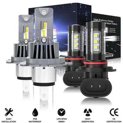 H4 LED Headlight Bulb +9145 Fog Light For Toyota Tacoma 2005 2006 2007 2008-2011 - Image 1 of 4