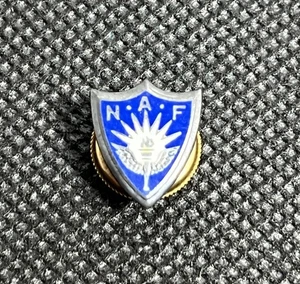 Vintage NAF Naval Air Facility Sterling Silver Enamel Pin WWII Military Badge - Picture 1 of 8