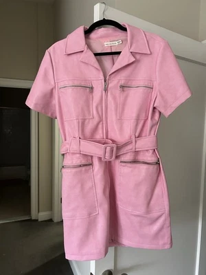 AVEC LES FILLES Mameluco Rosa Imitación Cuero Cremallera Bolsillos con Cinturón Talla US 4 y US 14 Foto 1 de 2