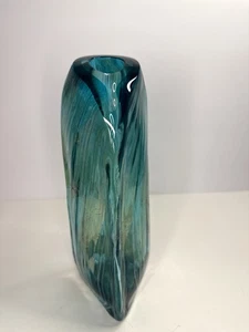 Vintage Italian Art Glass Vase – Swirled Teal & Aqua Handblown Murano Style - Picture 1 of 4