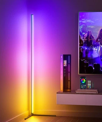 LED RGB Stehleuchte Bluetooth Eckleuchte Stehlampe Lichtsäule Farbig Ecklampe - Bild 1 von 4
